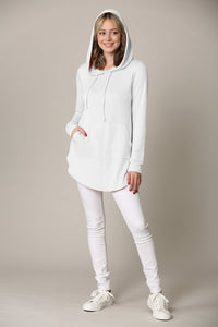 WSK2364 Women's Loose Crew Neck and Kangaroo Pocket Lightweight French Terry Hoodie