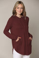 WSK2364 Women's Loose Crew Neck and Kangaroo Pocket Lightweight French Terry Hoodie