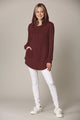 WSK2364 Women's Loose Crew Neck and Kangaroo Pocket Lightweight French Terry Hoodie