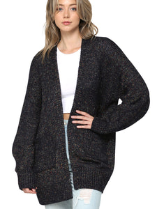 WSK 2380 Womens Kimono Long Batwing Sleeve Open Front Chunky  Knit Cardigan Loose Sweater with Pocket
