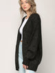 WSK 2380 Womens Kimono Long Batwing Sleeve Open Front Chunky  Knit Cardigan Loose Sweater with Pocket
