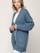 WSK 2380 Womens Kimono Long Batwing Sleeve Open Front Chunky  Knit Cardigan Loose Sweater with Pocket