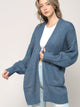 WSK 2380 Womens Kimono Long Batwing Sleeve Open Front Chunky  Knit Cardigan Loose Sweater with Pocket