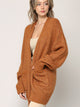 WSK 2380 Womens Kimono Long Batwing Sleeve Open Front Chunky  Knit Cardigan Loose Sweater with Pocket