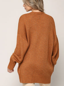 WSK 2380 Womens Kimono Long Batwing Sleeve Open Front Chunky  Knit Cardigan Loose Sweater with Pocket