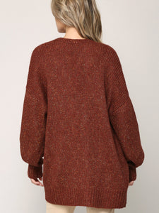 WSK 2380 Womens Kimono Long Batwing Sleeve Open Front Chunky  Knit Cardigan Loose Sweater with Pocket