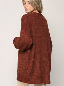 WSK 2380 Womens Kimono Long Batwing Sleeve Open Front Chunky  Knit Cardigan Loose Sweater with Pocket