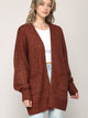 WSK 2380 Womens Kimono Long Batwing Sleeve Open Front Chunky  Knit Cardigan Loose Sweater with Pocket
