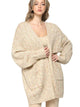 WSK 2380 Womens Kimono Long Batwing Sleeve Open Front Chunky  Knit Cardigan Loose Sweater with Pocket