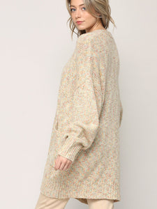 WSK 2380 Womens Kimono Long Batwing Sleeve Open Front Chunky  Knit Cardigan Loose Sweater with Pocket