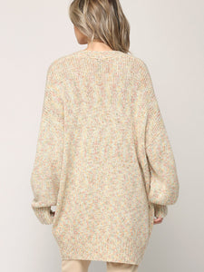 WSK 2380 Womens Kimono Long Batwing Sleeve Open Front Chunky  Knit Cardigan Loose Sweater with Pocket