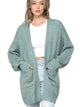 WSK 2380 Womens Kimono Long Batwing Sleeve Open Front Chunky  Knit Cardigan Loose Sweater with Pocket
