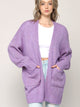 WSK 2380 Womens Kimono Long Batwing Sleeve Open Front Chunky  Knit Cardigan Loose Sweater with Pocket