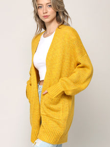 WSK 2380 Womens Kimono Long Batwing Sleeve Open Front Chunky  Knit Cardigan Loose Sweater with Pocket