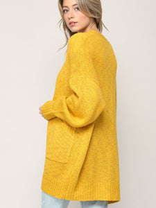 WSK 2380 Womens Kimono Long Batwing Sleeve Open Front Chunky  Knit Cardigan Loose Sweater with Pocket