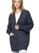 WSK 2380 Womens Kimono Long Batwing Sleeve Open Front Chunky  Knit Cardigan Loose Sweater with Pocket