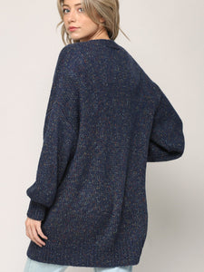 WSK 2380 Womens Kimono Long Batwing Sleeve Open Front Chunky  Knit Cardigan Loose Sweater with Pocket