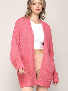 WSK 2380 Womens Kimono Long Batwing Sleeve Open Front Chunky  Knit Cardigan Loose Sweater with Pocket