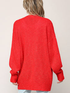 WSK 2380 Womens Kimono Long Batwing Sleeve Open Front Chunky  Knit Cardigan Loose Sweater with Pocket