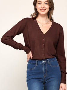 WSK780 Womens Keep It Classic V Neck Cardigan