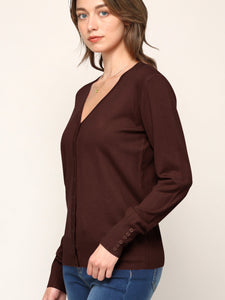 WSK780 Womens Keep It Classic V Neck Cardigan