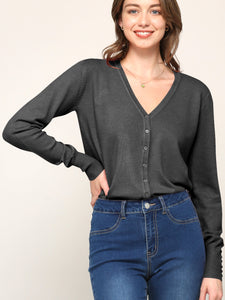 WSK780 Womens Keep It Classic V Neck Cardigan