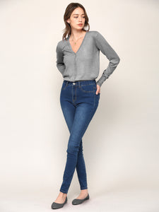 WSK780 Womens Keep It Classic V Neck Cardigan