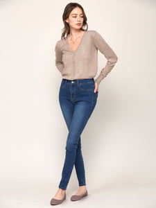 WSK780 Womens Keep It Classic V Neck Cardigan