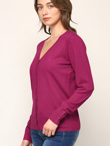 WSK780 Womens Keep It Classic V Neck Cardigan