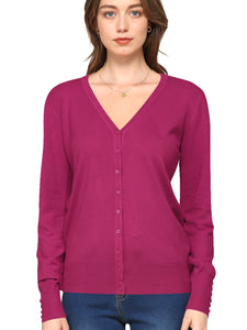 WSK780 Womens Keep It Classic V Neck Cardigan