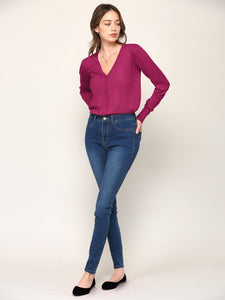 WSK780 Womens Keep It Classic V Neck Cardigan