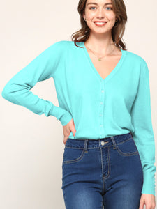 WSK780 Womens Keep It Classic V Neck Cardigan