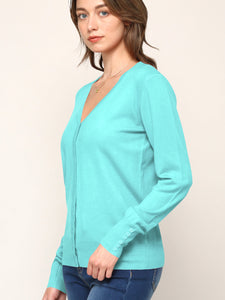 WSK780 Womens Keep It Classic V Neck Cardigan