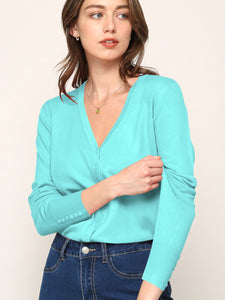 WSK780 Womens Keep It Classic V Neck Cardigan