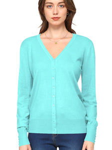 WSK780 Womens Keep It Classic V Neck Cardigan
