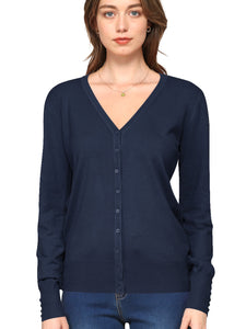 WSK780 Womens Keep It Classic V Neck Cardigan