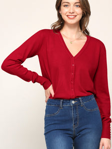 WSK780 Womens Keep It Classic V Neck Cardigan