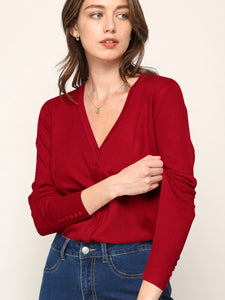 WSK780 Womens Keep It Classic V Neck Cardigan