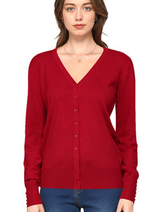 WSK780 Womens Keep It Classic V Neck Cardigan