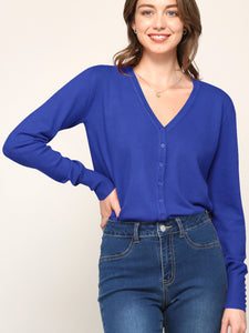 WSK780 Womens Keep It Classic V Neck Cardigan