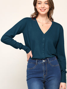 WSK780 Womens Keep It Classic V Neck Cardigan