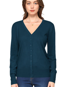 WSK780 Womens Keep It Classic V Neck Cardigan