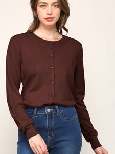 WSK781 Womens Keep It Classic Round Cardigan