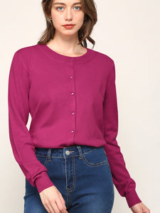 WSK781 Womens Keep It Classic Round Cardigan