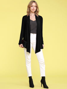 WSK850 Women's Draped Open- Front Cardigan
