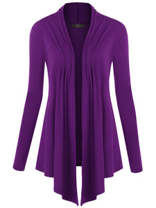 WSK850 Women's Draped Open- Front Cardigan