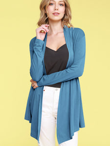 WSK850 Women's Draped Open- Front Cardigan