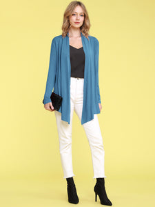 WSK850 Women's Draped Open- Front Cardigan
