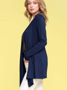 WSK850 Women's Draped Open- Front Cardigan