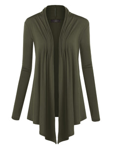 WSK850 Women's Draped Open- Front Cardigan